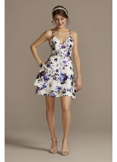 Foil Floral Print Scuba Mini Dress - Flowers jump off this sleek mini dress with